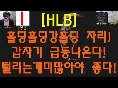 [주식투자]HLB(홀딩홀딩강홀딩 자리!갑자기 급등나온다!털리는개미많아야 좋다!)