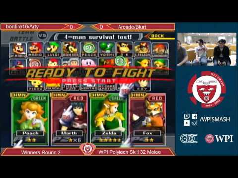 WPI PTS 32 - bonfire10 & Arty (Green) vs Arcade & Blurt (Red) - Melee - Winners Semifinals