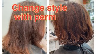 Soft perm made loose wave perm with layered bob