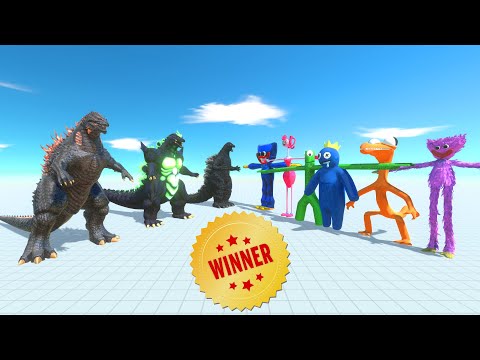 3X SUPER GODZILLA, GOJIRA, HEISEI GODZILLA VS RAINBOW FRIEND - Animal Revolt Battle Simulator