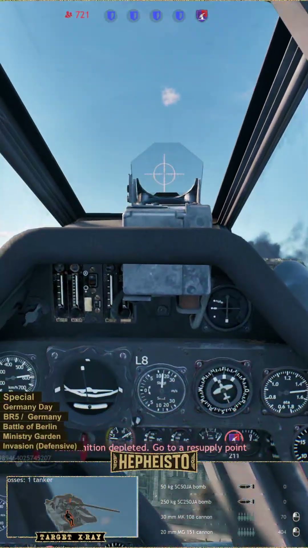 Pilot eliminates Tank T-34-58 (D-5T) with 50kg bombs