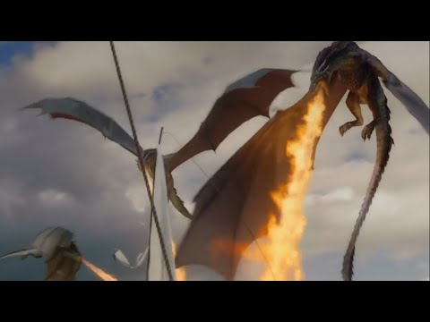 Game of Thrones S06E09 "Best Dragon Scene" Drogon Burns Shipyard