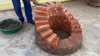 Build A Easy Step Fire Pit Perfect From Red Bricks And Cement For Your Garden - Diy Construction