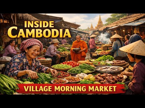 Inside Cambodia Village Morning Market || Real Local Life at Sunrise 🇰🇭