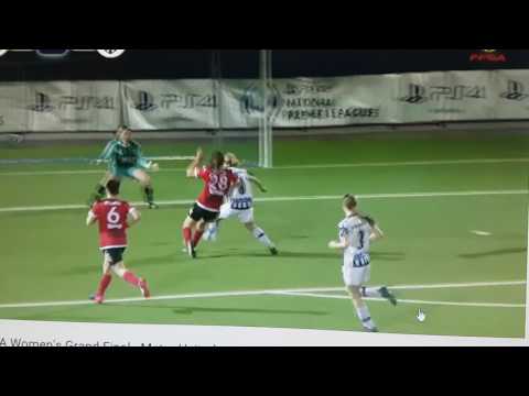 Chrissy Panagaris scores a goal for Metro United Women's Football Club