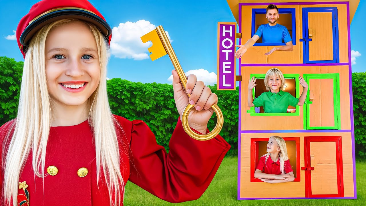 GIANT Cardboard Hotel with Katya and Dima