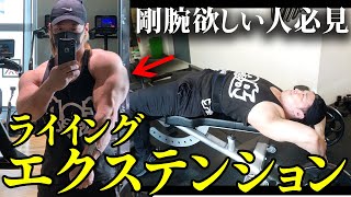 【指の使い方が大事】三頭をデカくするライイングエクステンションのコツをまじえながらお見せします。