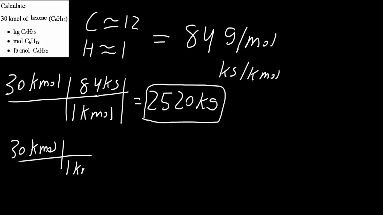 Example Convert kmol to kg, mol, lb-mol (process variables pt 3)