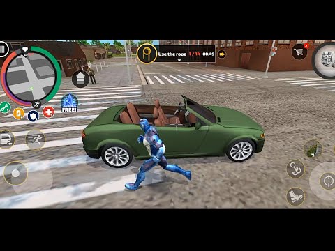 I meet green monster car in Rope hero vice Town