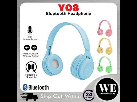 (Ready Stock) Y08 Macaron Bluetooth Headphone - Wireless Headset Over-Ear Stereo Earfon Earphone Handsfree Headfon Hifi Sport Super Bass with Mic Foldable Colourful Android iOS
