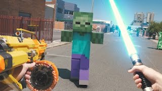 Minecraft In Real Life with Mods  Nerf Mario LEGO 