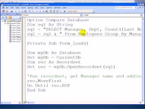 Sample recordset navigation