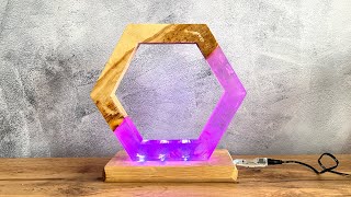 Hexagon Epoxy Resin Night Lamp - Resin Art - DIY