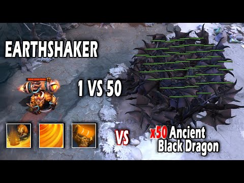Earthshaker (Aghanim's Scepter and Aghanim's Shard) vs (x50) Ancient Black Dragon | Who win?