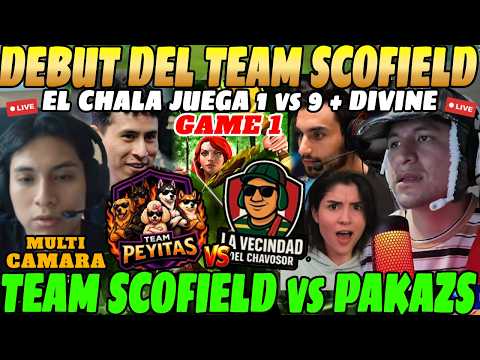 😲SCOFIELD juega ÉPICO DOTA 1 vs 9 en su DEBUT contra PAKAZS! Team SCOFIELD vs Team PAKAZ GAME 1😲