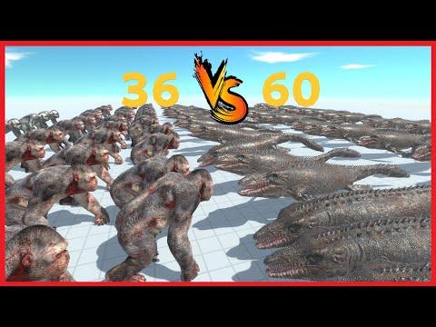 36x GORO THE GIANT VS 60x MOSASAURUS - ANIMAL REVOLT BATTLE SIMULATOR