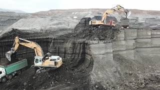 Amazing Drone Footage Of Two Liebherr 974 Excavators Loading Trucks On Mines - Ascon Ltd