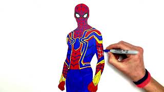 Spider-Man: No Way Home | Spiderman Drawing and Coloring | How to Draw Iron Spider Suit