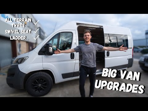 BIG VAN BUILD UPGRADES! Installing Swivel Seat & All Terrain Tyres - No Experience Van Build