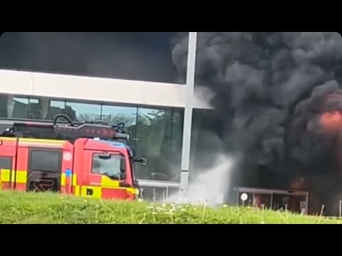 Bus station closed as Black plumes of smoke rise high over Lancashire town