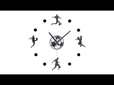 Horloge murale pour les fans de foot Noir - Blanc - Fer - 100 x 100 x 4 cm