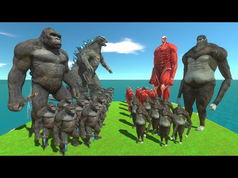 GODZILLA x KONG vs COLOSSAL TITAN x BEAST TITAN EPIC BATTLE! Animal Revolt Battle Simulator