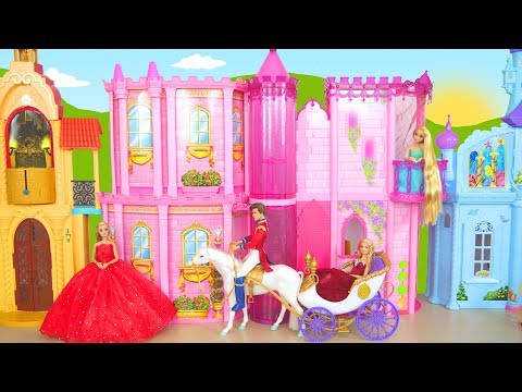 Princess Barbie Doll Crystal Royal Castle - New Horse & Carriage Prinzessin Schloss Kastil putri
