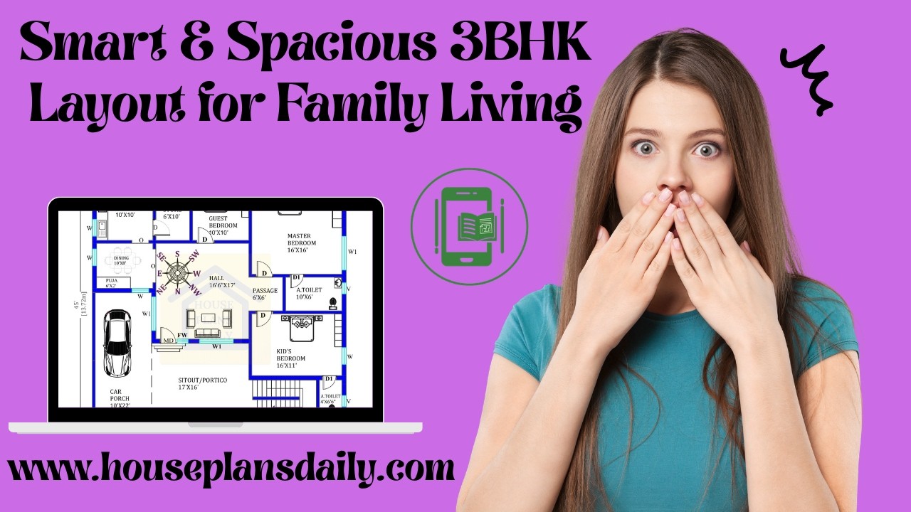 Smart and Spacious 3BHK Layout for Family Living