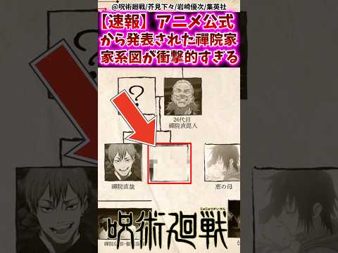 【呪術廻戦アニメ3期】アニメ公式から発表された禪院家家系図が衝撃的すぎるwに対する反応集 #呪術廻戦 #反応集