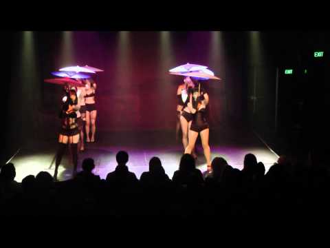 Classic Burlesque Students perform Twirl & Tease Parasols - Bombshell Burlesque and Beauty Academy