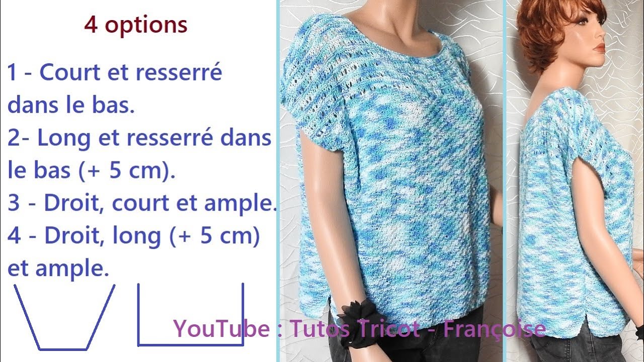 Tuto Tricot Pull Débardeur Femme - Top Femme 34-36/38-40/42-44/46-48/50-52 Point Damier et ajouré