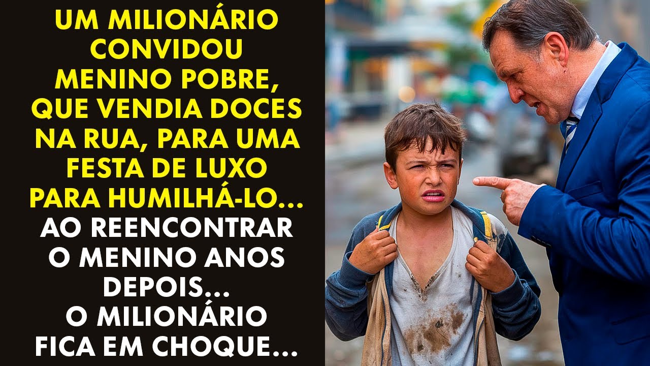 MILIONÁRIO CONVIDOU MENINO POBRE, QUE VENDIA DOCES NA RUA, PARA UMA FESTA DE LUXO PARA HUMILHÁ-LO...