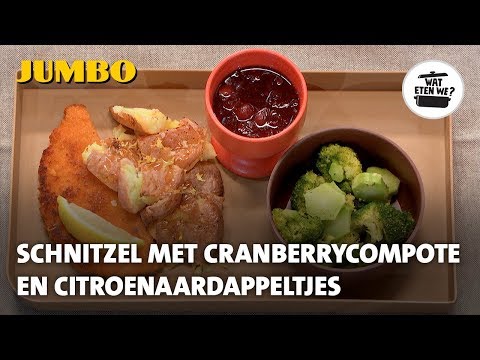 , title : 'Wat eten we? Schnitzel met cranberrycompote en citroenaardappeltjes'