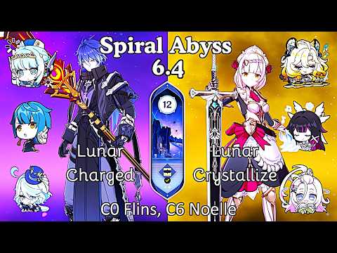 New Spiral Abyss 6.4 | C0 Flins Lunar-Charged X C6 Noelle (Budget Zibai) Lunar-Crystallize | Genshin