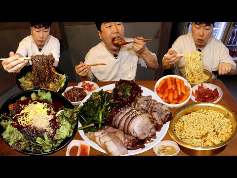 족발.불족발.보쌈.떡볶이.라면 껍데기까지 무제한으로 묵고 막국수 또묵자..