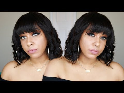 Natural Wave Bob Lace Front Wig with Bang Brazilian Virgin Hair 10inch