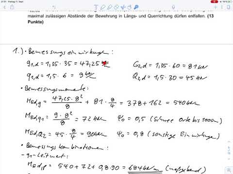 Aufg. 12 (Teil 3) – Plattenbalken Nulllinie in der Platte Querkraftbemessung (Klausur SoSe 2020)