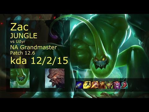 Zac vs Udyr Jungle - NA 12/2/15 Patch 12.6 Gameplay