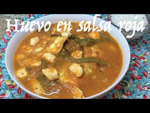🇲🇽🇲🇽COMO HACER HUEVO EN SALSA ROJA CON CHILE POBLANO Y QUESO