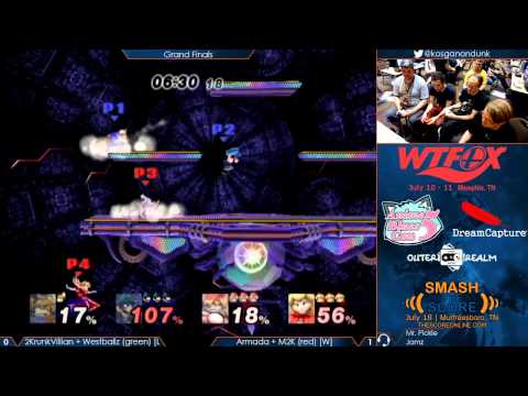 WTFox - 2KrunkVillian + Westballz (green) vs Armada + M2K (red) - Project M Doubles Grand Finals