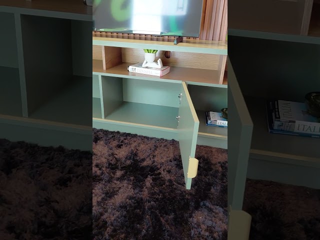 Rack para TV Até 75 Polegadas Mirante 4 Portas Hortelã/Amêndoa - Pnr Móveis