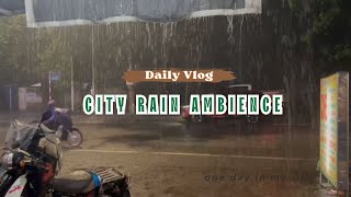 Street Rainfall Vlog 🌧️ Real Night Ambience for Peaceful Sleep