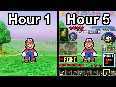 Mario Speedrun, but every 5 minutes the HUD gets worse