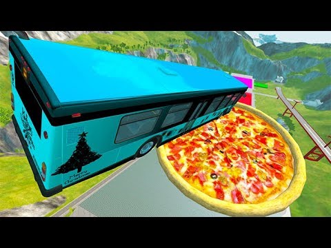 Car Jump Arena Jumping In Pizza & Pools Car Crashes #6 - BeamNG drive