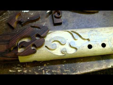 Key of F 7 Hole Extended Scale Single Flute of Tigerwood and Hard Maple accents