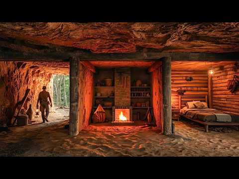 Building a Cozy Cliffside Dugout Shelter for Survival | Bushcraft Full Build