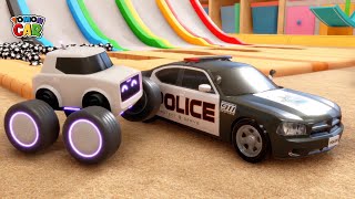 Learn the car name! | The police car comes out of the magic slide! nursery rhyme Tomoncar World