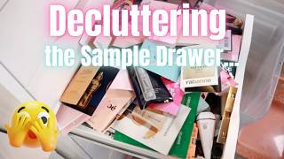 FINALLY DECLUTTERING MY MAKEUP/SKINCARE SAMPLE DRAWER....please send help!!!!!