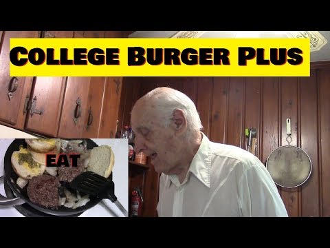 College Hamburger Meal Salad and Dessert