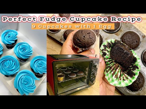 How I Make 9 Chocolate Cupcakes with 1 Egg || Cupcake Recipe | Chocolate Fudge Cupcake Recipe🌟